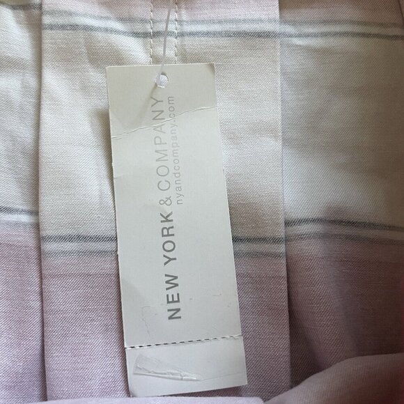 New York & Company NWT Striped Pleated A-line Skirt Sz 8 Multicolor Pink Preppy - Picture 5 of 12